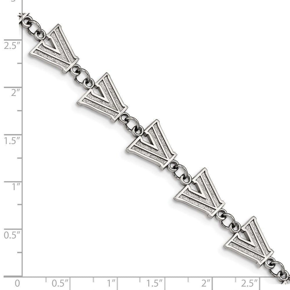 Stainless Steel Villanova University Link Bracelet with 1.5 in Ext