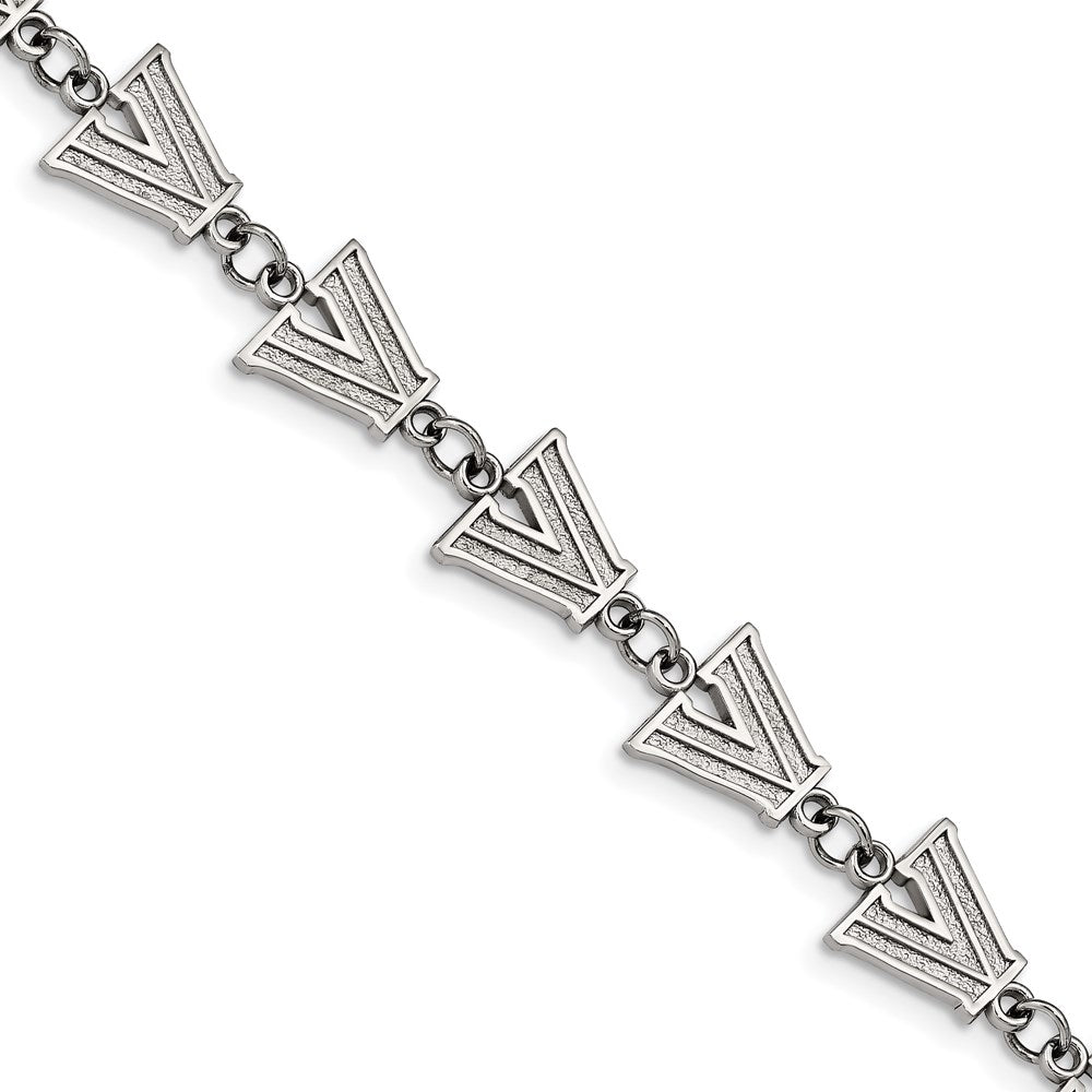 Stainless Steel Villanova University Link Bracelet with 1.5 in Ext