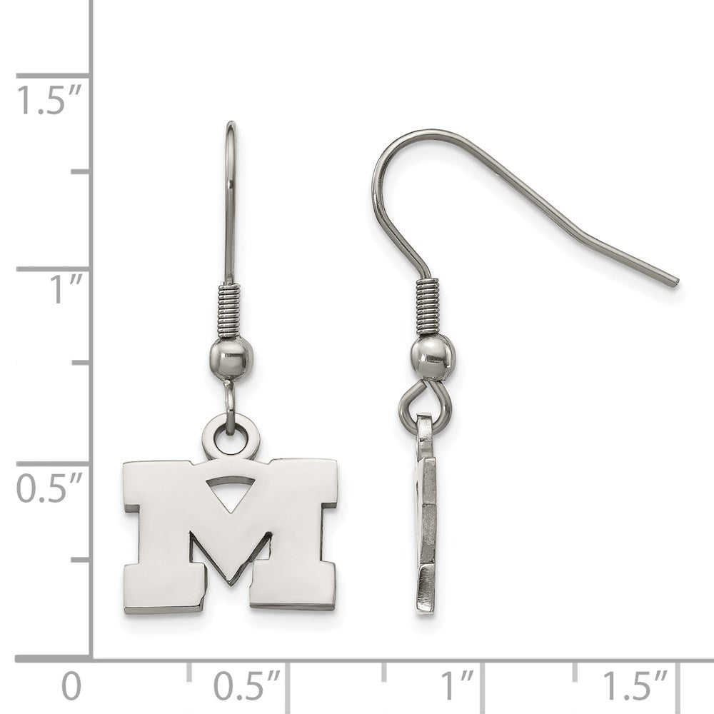 Stainless Steel University of Michigan Dangle Earrings