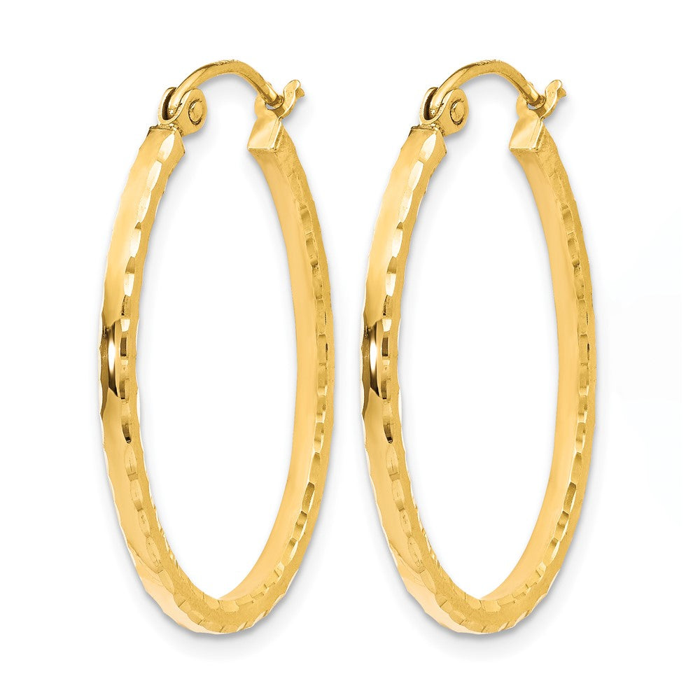 10K Diamond-cut Hinged Hoop Earrings