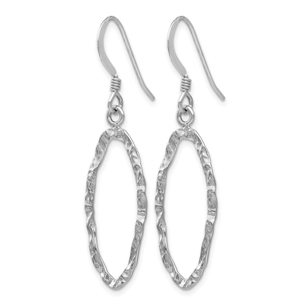 Sterling Silver Rhodium-plated Diamond-cut Shepherd Hook Dangle Earrings