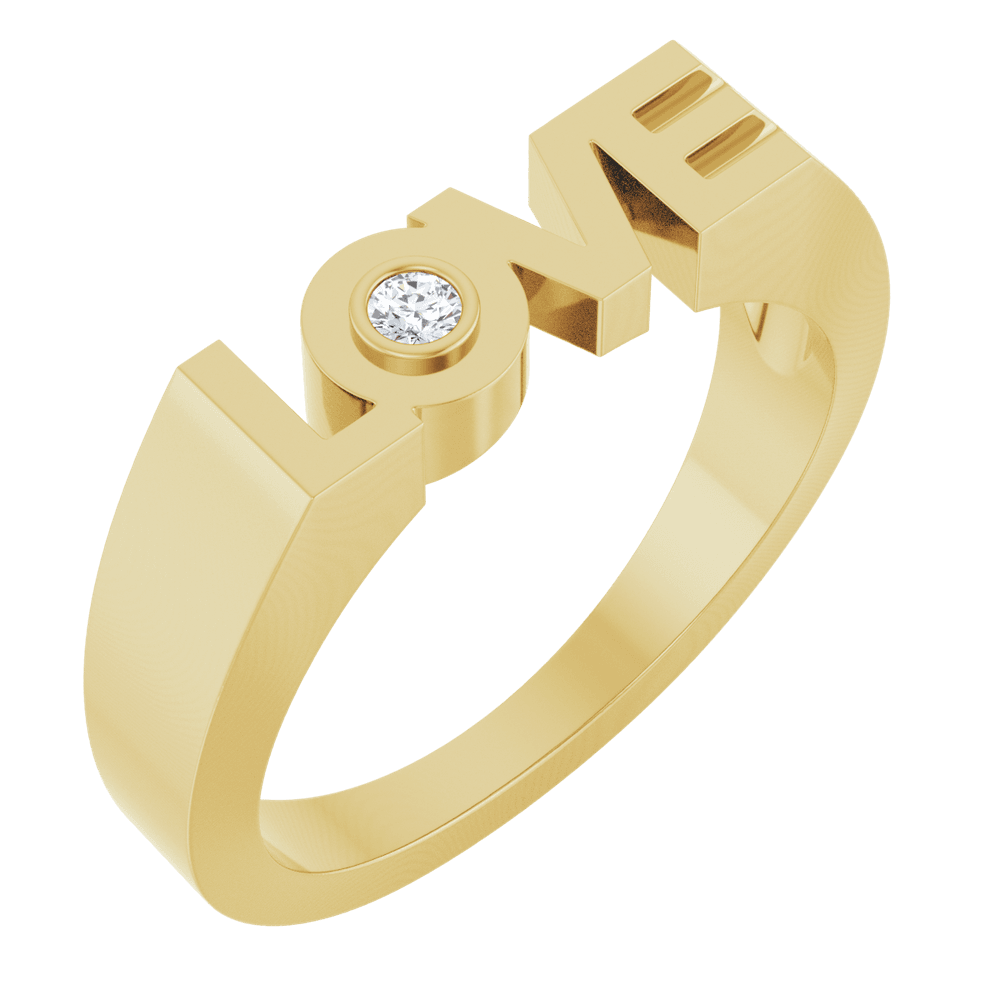 14K Gold LOVE Ring with Natural Diamond 0.03 CT