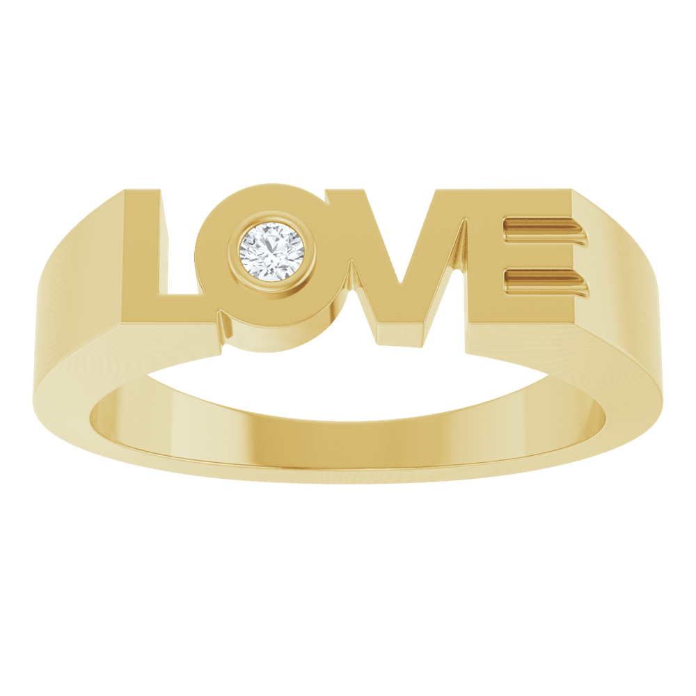 14K Gold LOVE Ring with Natural Diamond 0.03 CT