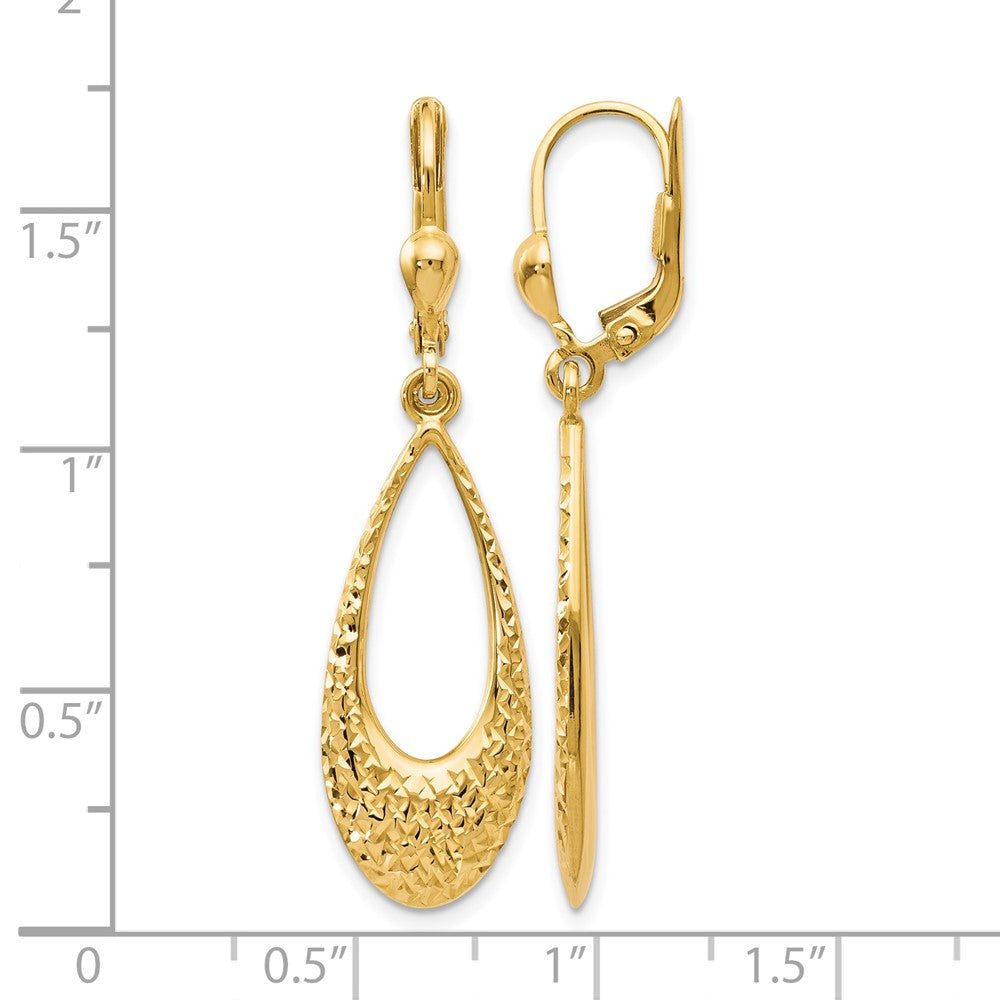 10K Polished and Diamond-cut Leverback Earrings