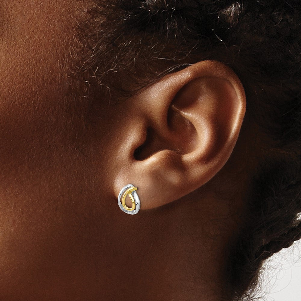 10K with White Rhodium Polished Post Earrings