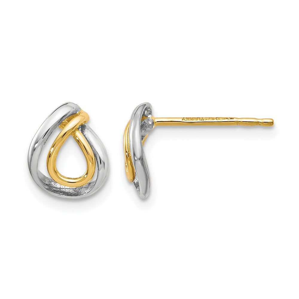 10K with White Rhodium Polished Post Earrings