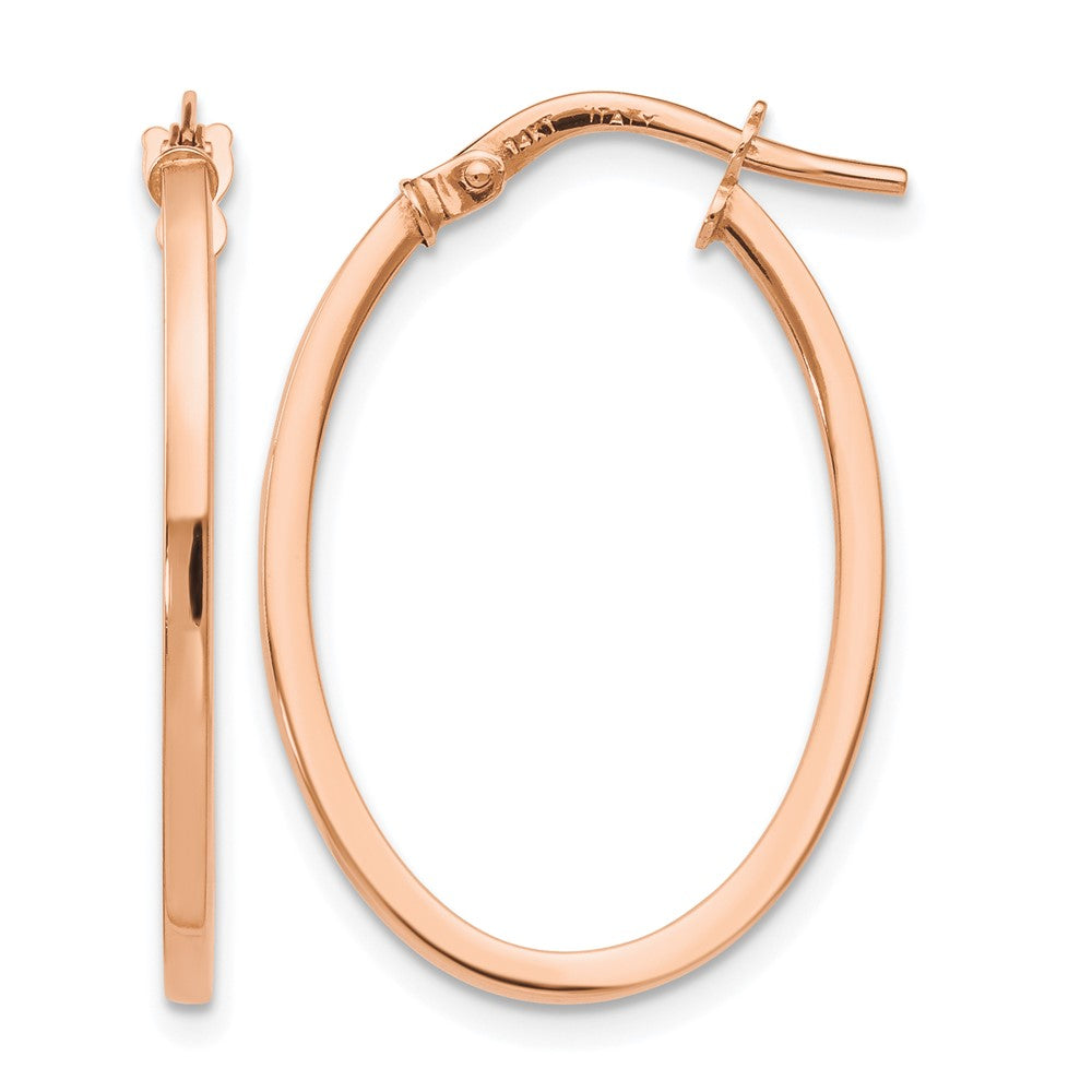 10K Rose Gold Polished Oval Hoop Earrings