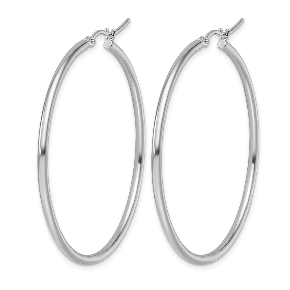 10K White Gold Polished Hinged Hoop Earrings