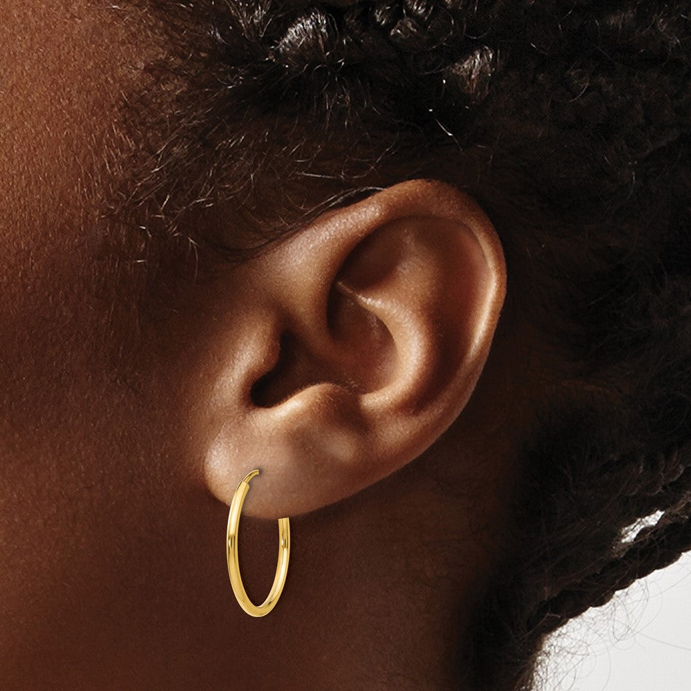 10K 1.5mm Polished Round Endless Hoop Earrings