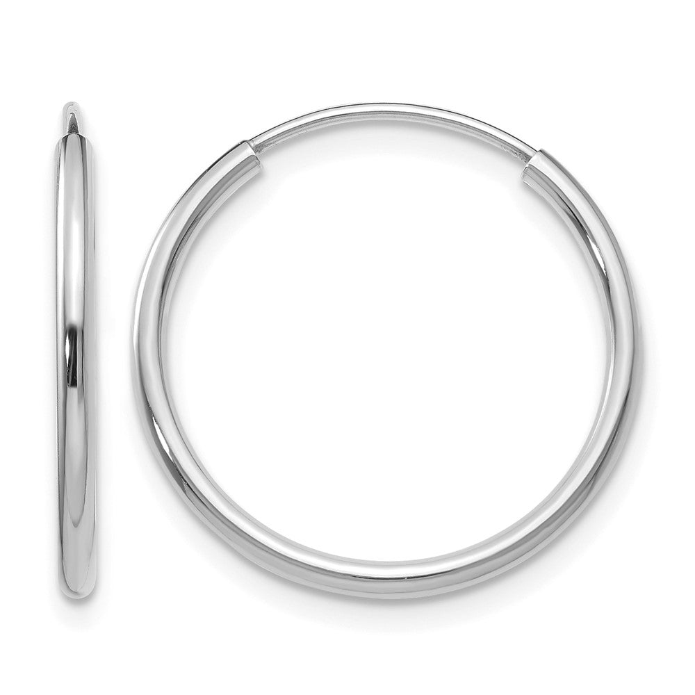 10K White Gold 1.5mm Polished Endless Hoop Earrings