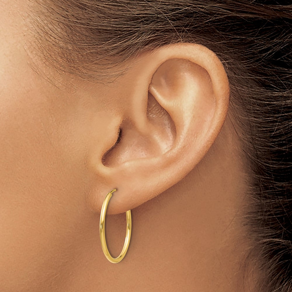 10K 1.5mm Polished Round Endless Hoop Earrings