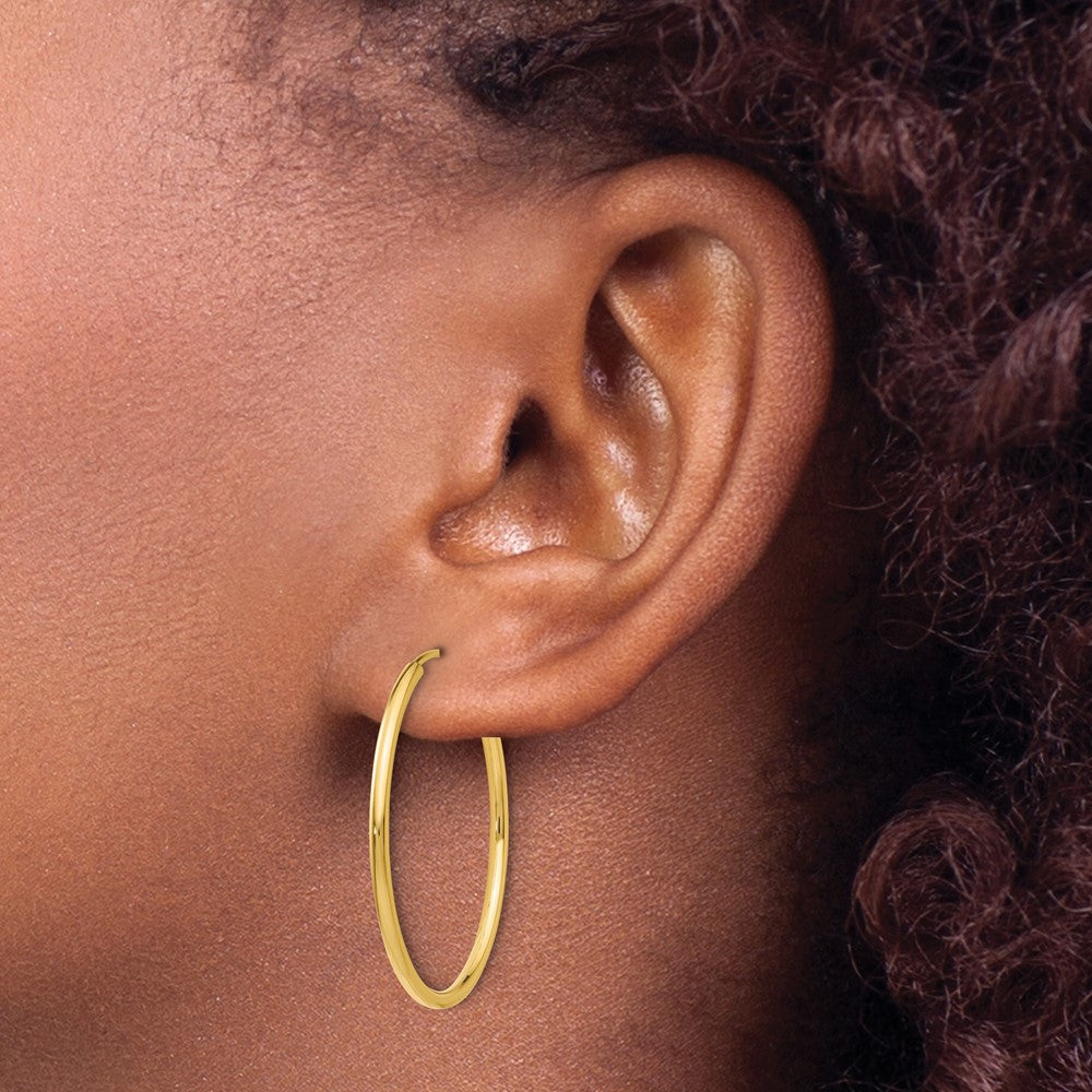 10K 1.5mm Polished Round Endless Hoop Earrings