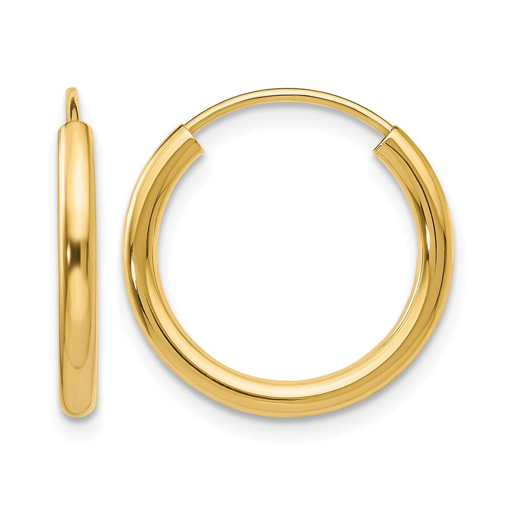10K Polished Round Endless 2mm Hoop Earrings