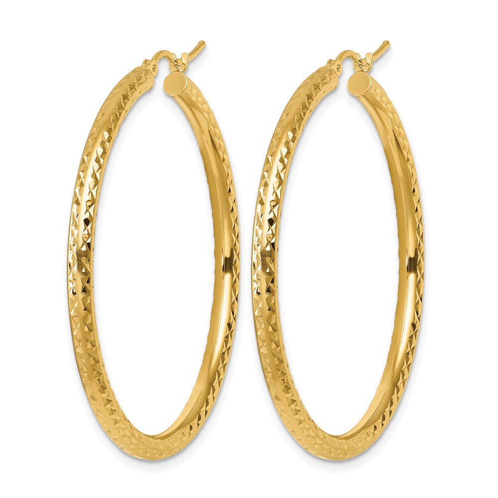 10K Diamond-cut 3mm Round Hoop Earrings