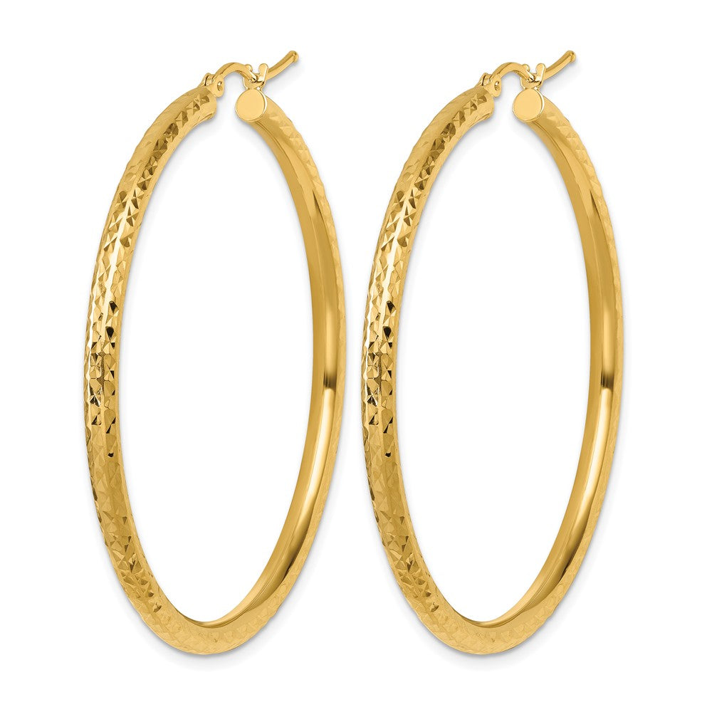 10K Diamond-cut 3mm Round Hoop Earrings