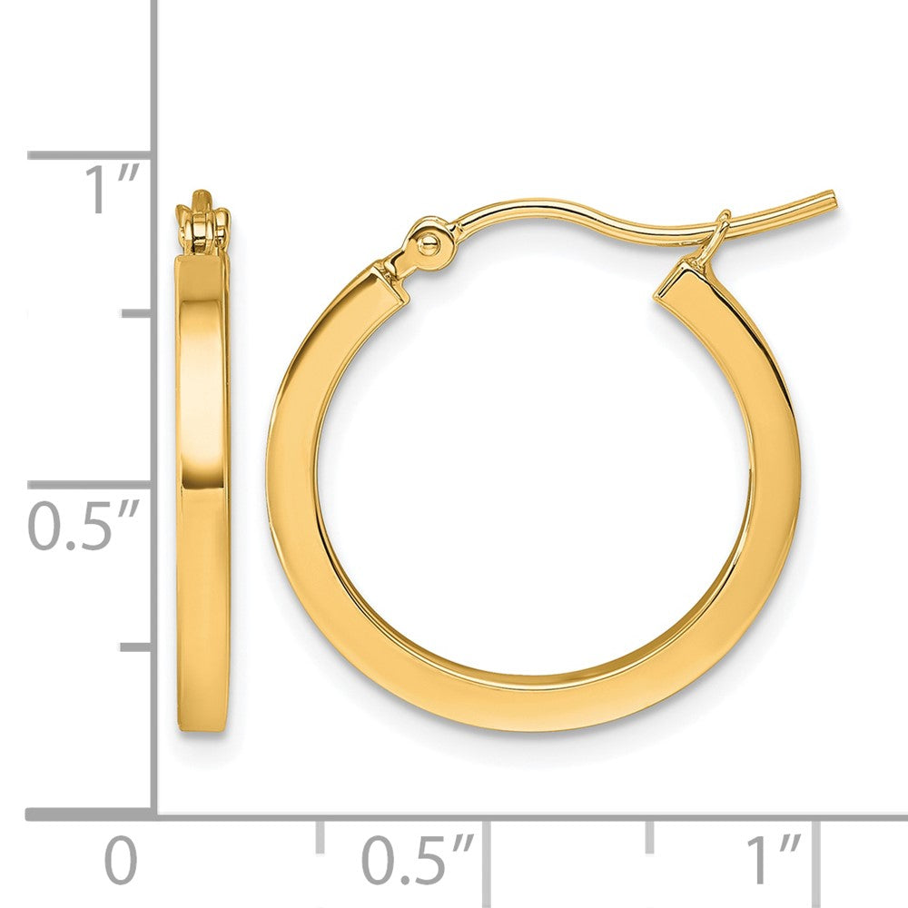10K 2mm Square Tube Hoop Earrings