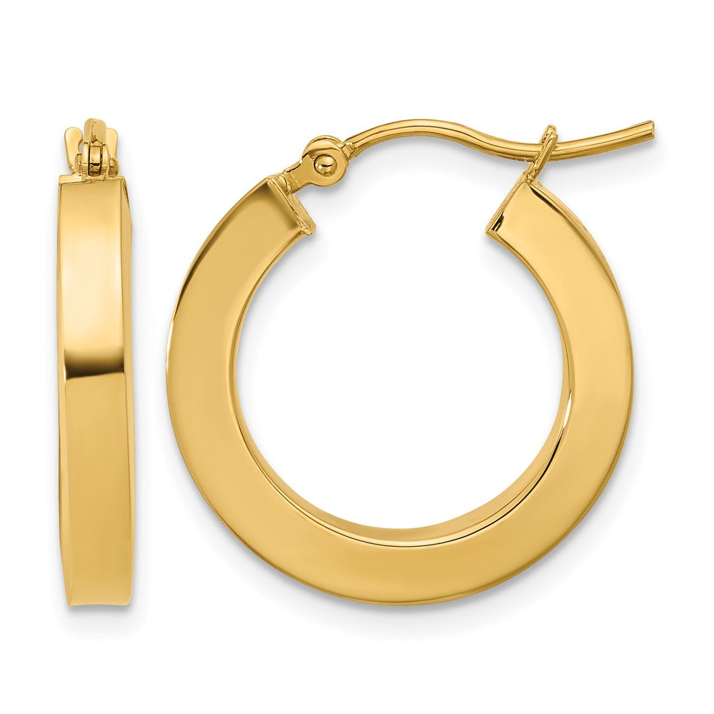 10K 3mm Polished Square Hoop Earrings