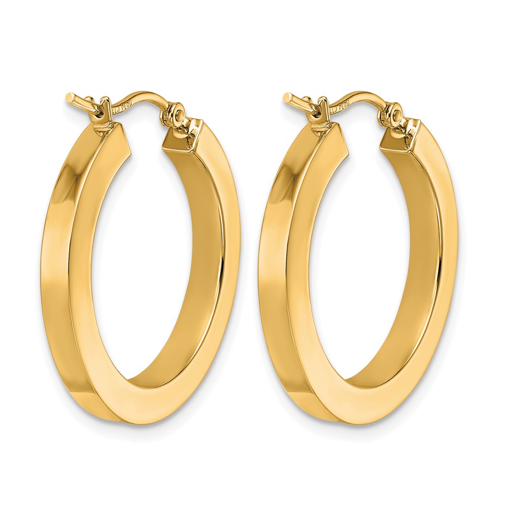 10K 3mm Polished Square Hoop Earrings