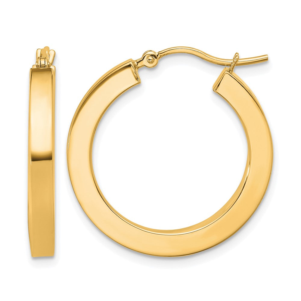 10K 3mm Polished Square Hoop Earrings