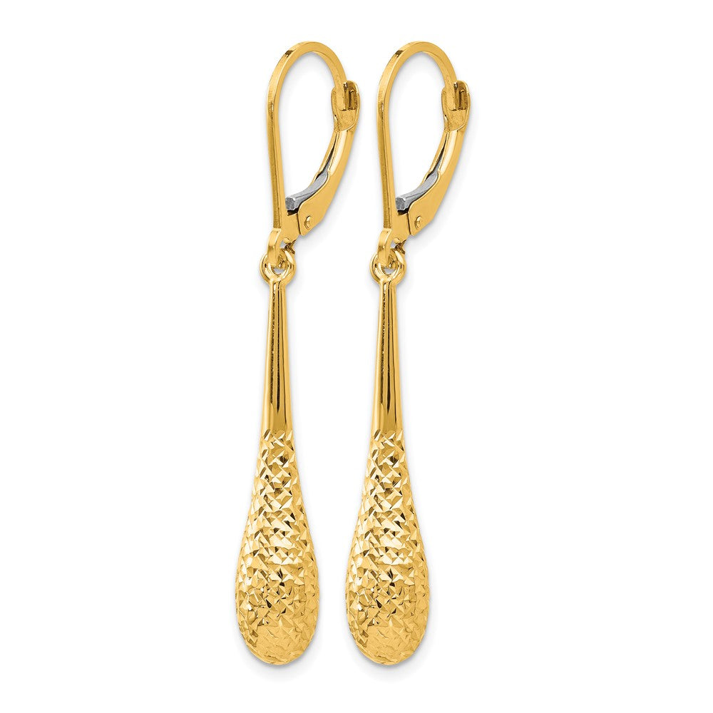 10K Polished and Diamond-cut Leverback Earrings