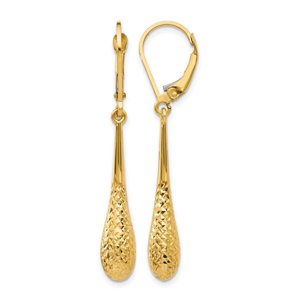 10K Polished and Diamond-cut Leverback Earrings