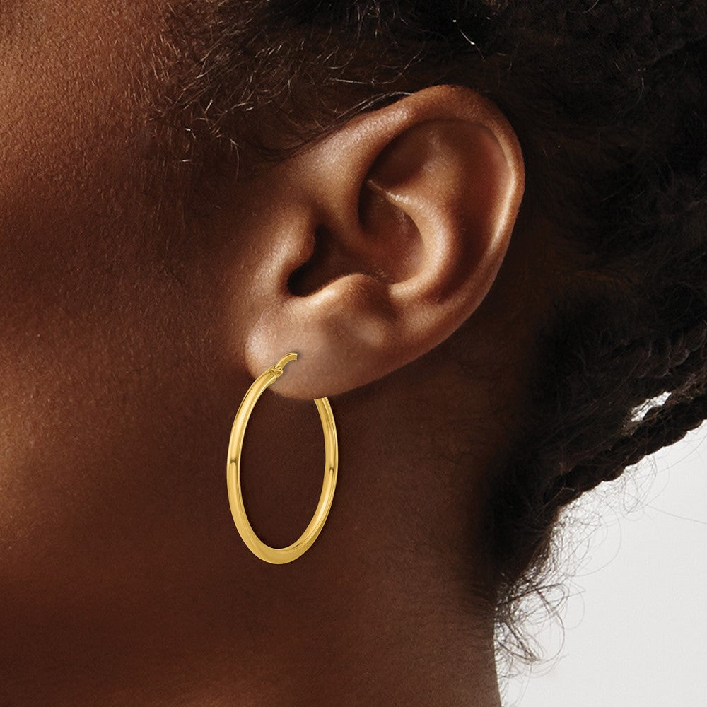 10K Polished Round Hoop Earrings