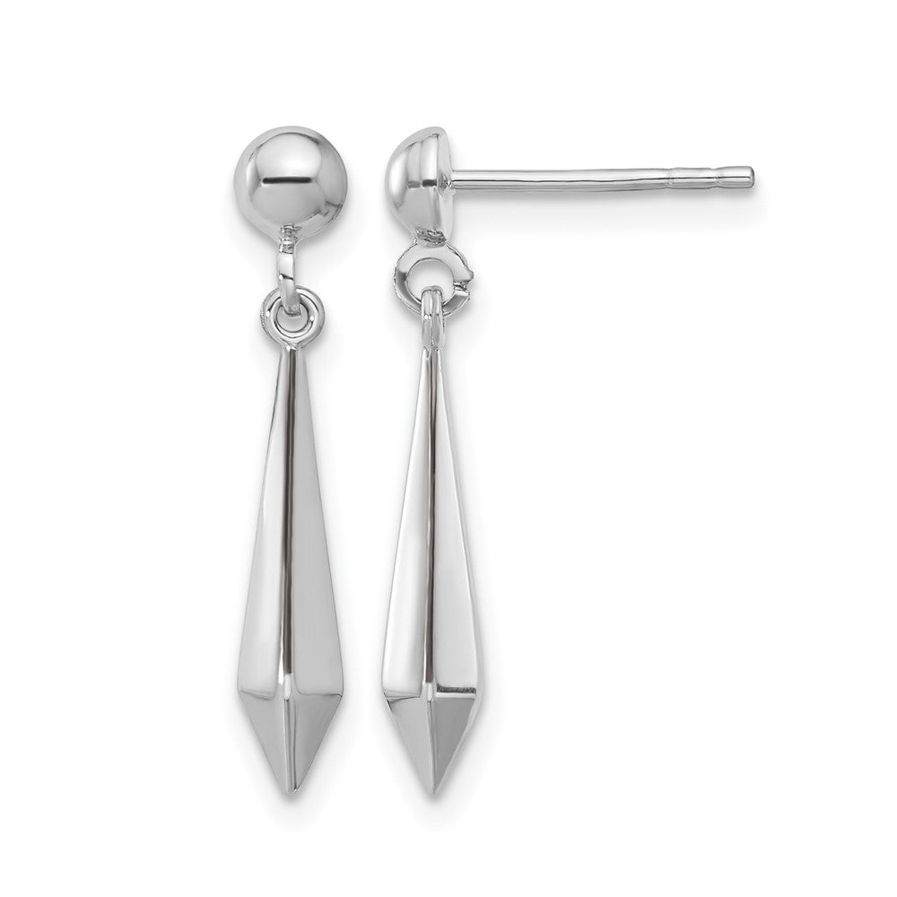 10K White Gold Polished Post Dangle Earrings