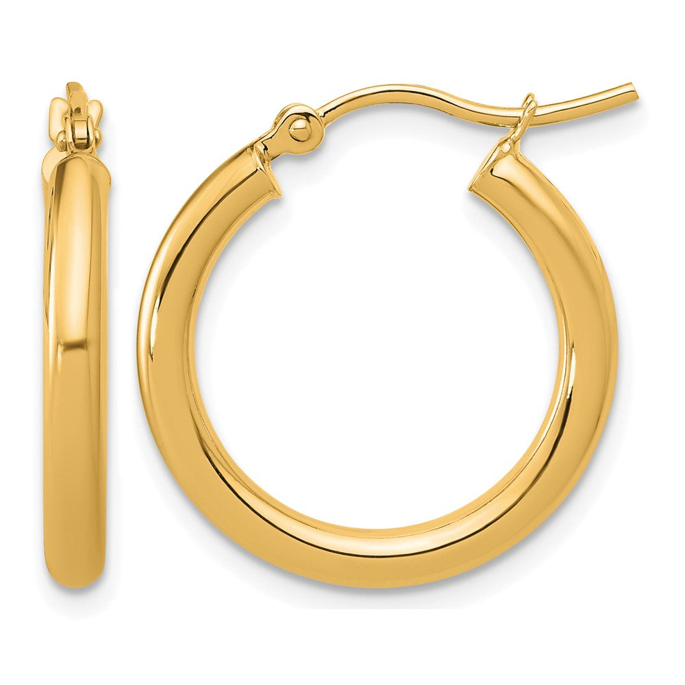 10K Polished 2.5mm Lightweight Tube Hoop Earrings
