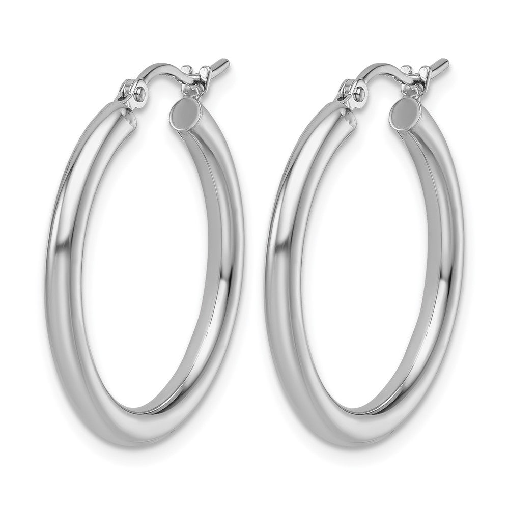 10K White Gold Polished 2.5mm Lightweight Tube Hoop Earrings