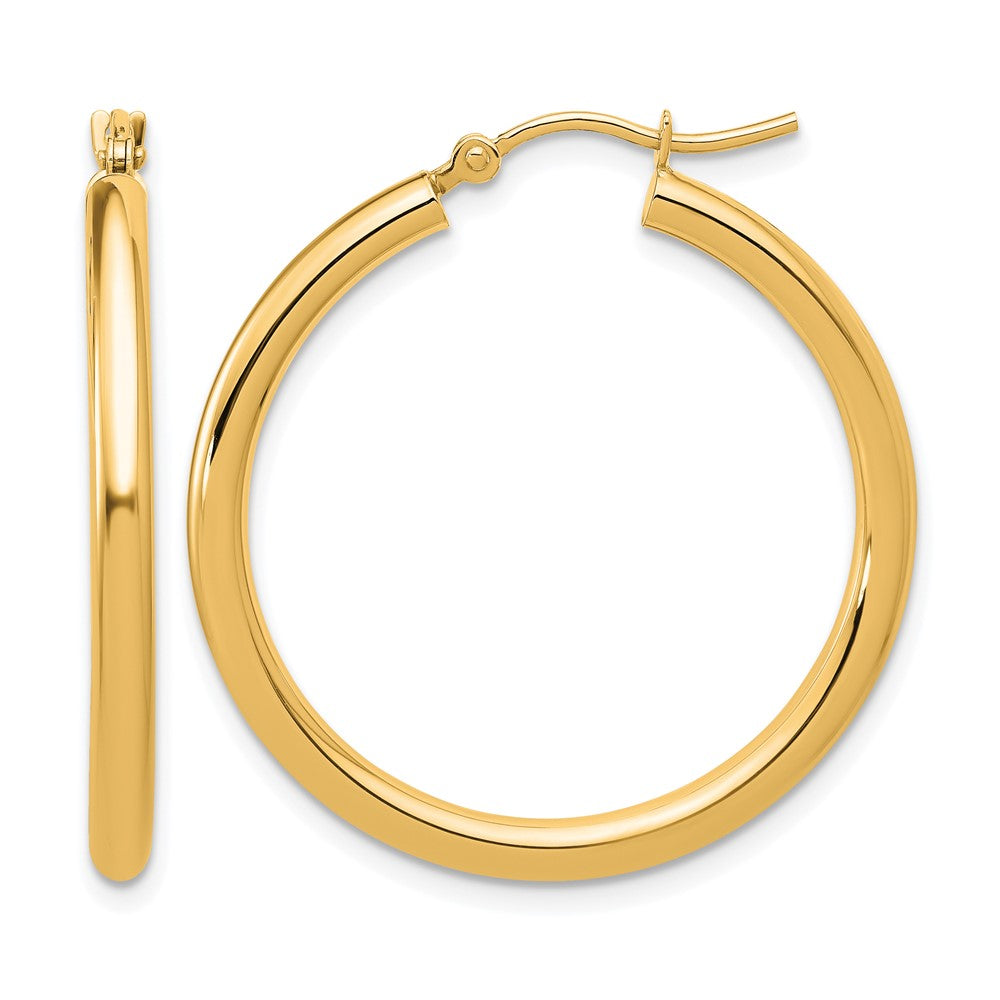 10K Polished 2.5mm Lightweight Tube Hoop Earrings