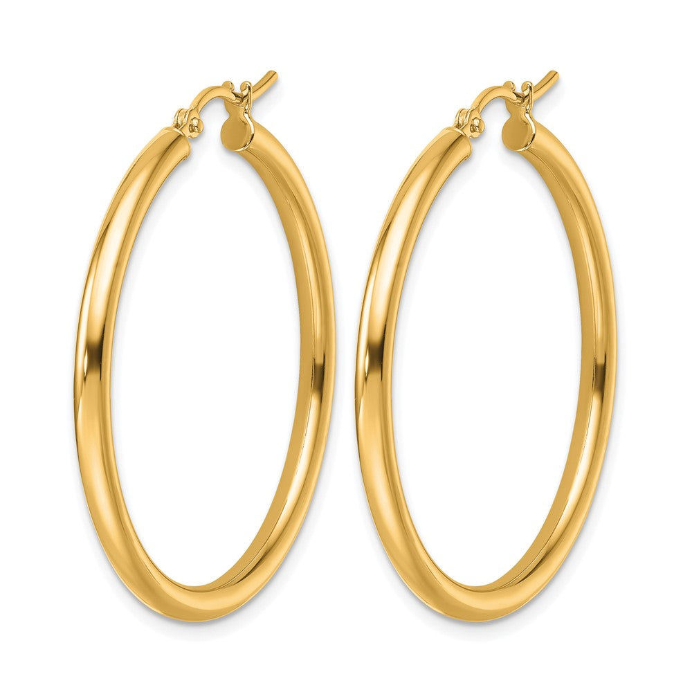 10K Polished 2.5mm Lightweight Tube Hoop Earrings