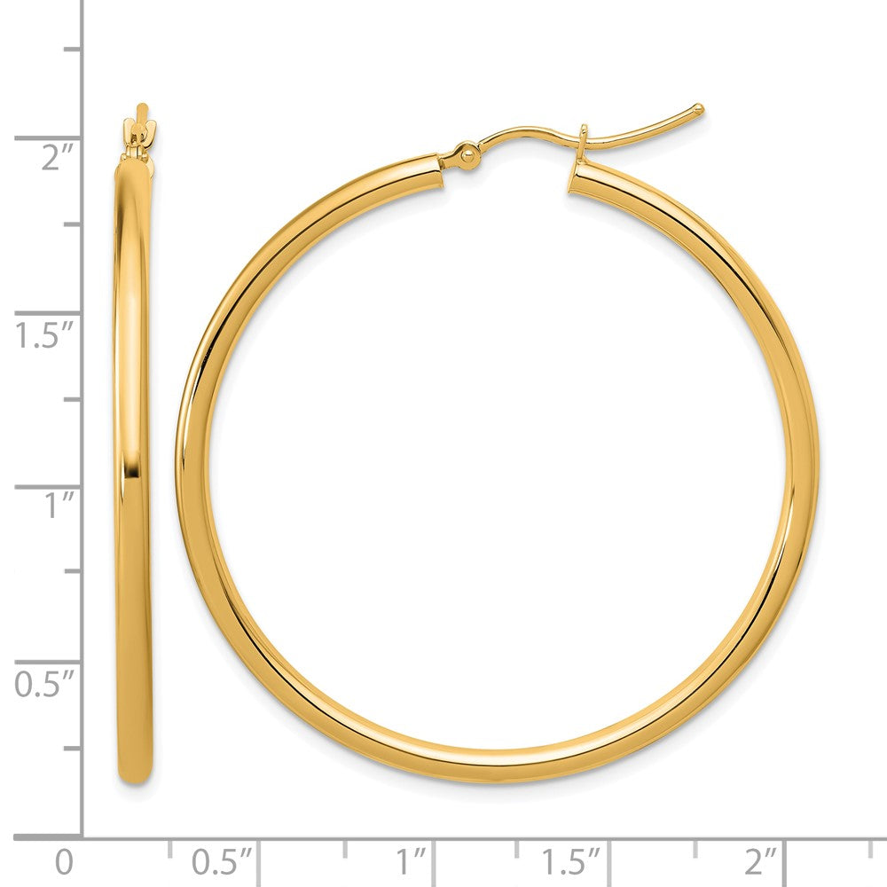 10K Polished 2.5mm Lightweight Tube Hoop Earrings