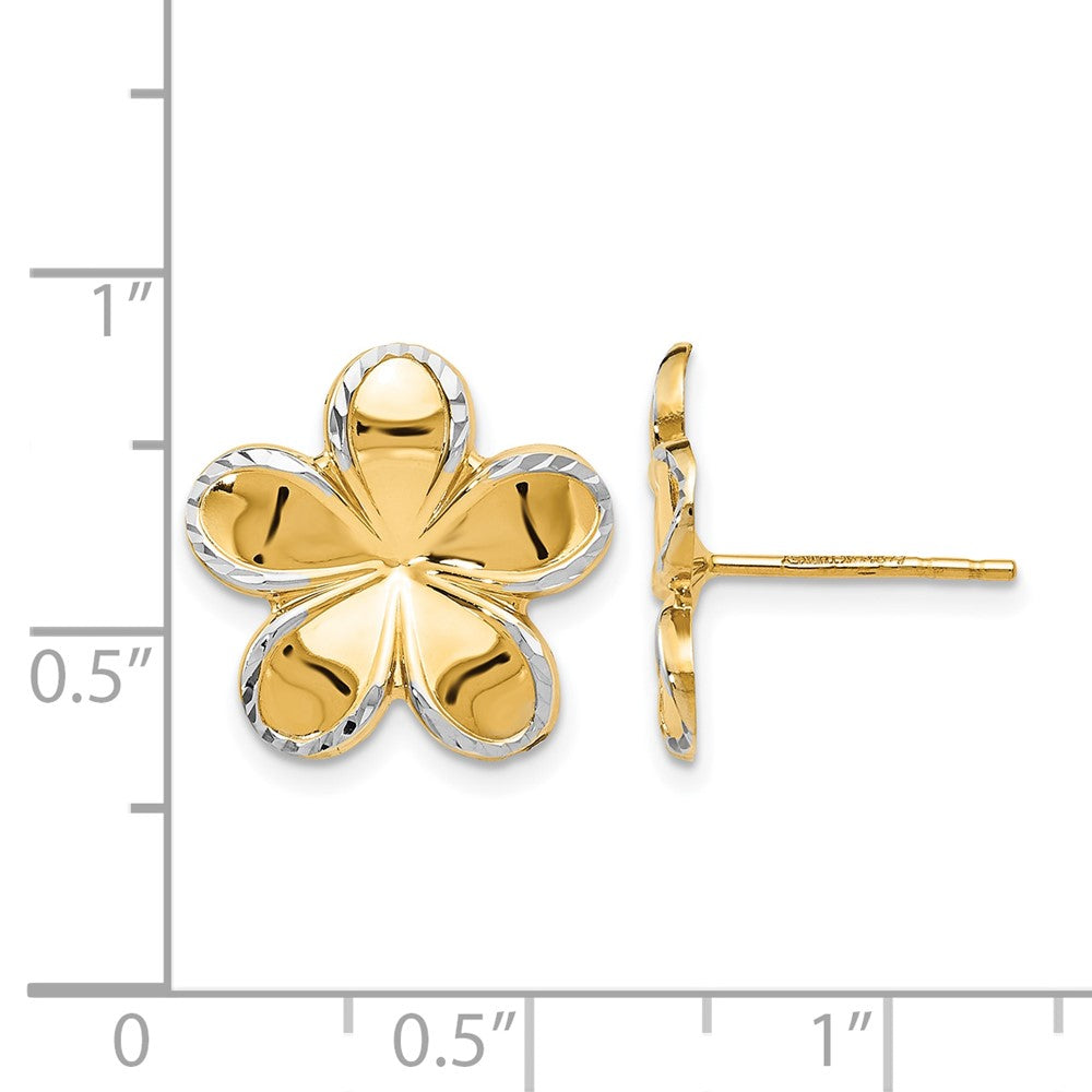 10K with Rhodium Flower Post Earrings