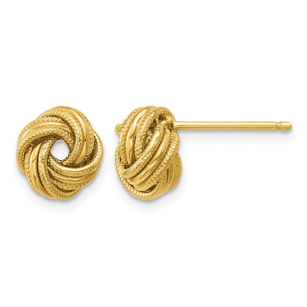 10K Love Knot Polished and Textured Post Earrings