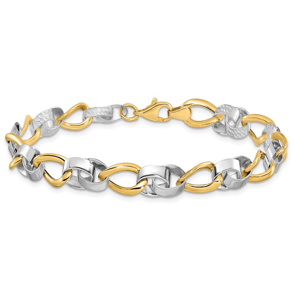 10K Two-tone Polished and Diamond-cut Link Bracelet