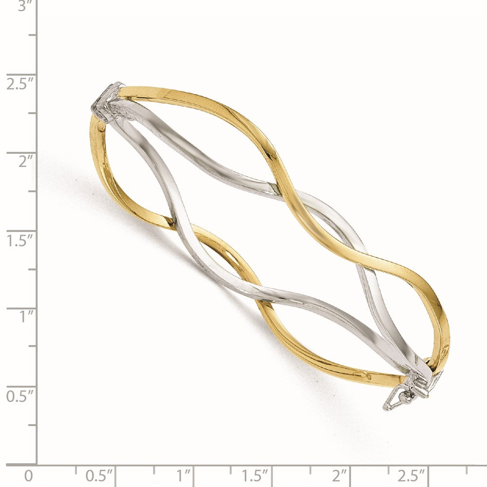 10K with White Rhodium Polished Twisted Bangle Bracelet