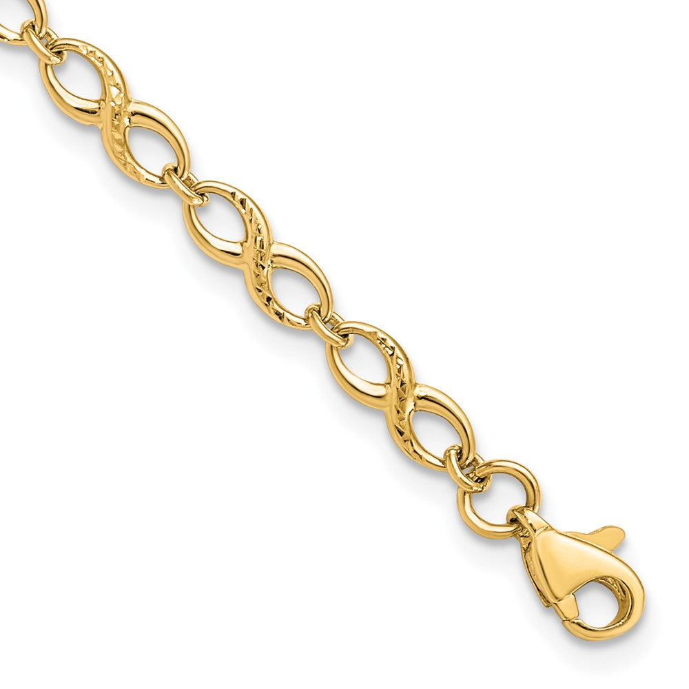 10K Polished and Diamond-cut Bracelet