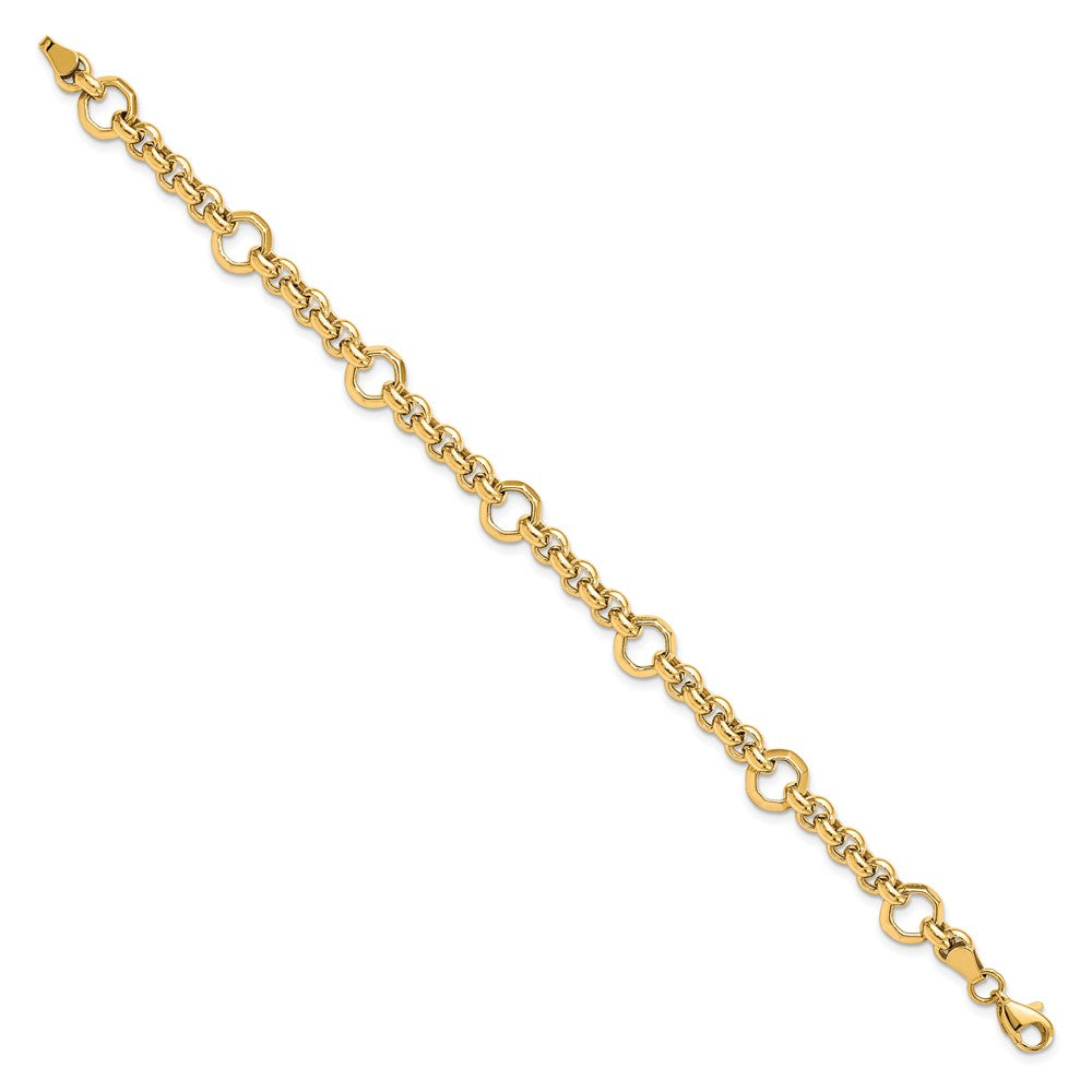 10K Polished Diamond-cut Fancy Link Bracelet