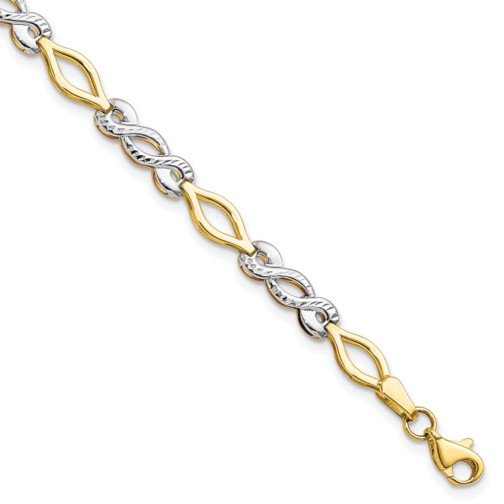10K Two-tone Polished Diamond-cut Bracelet