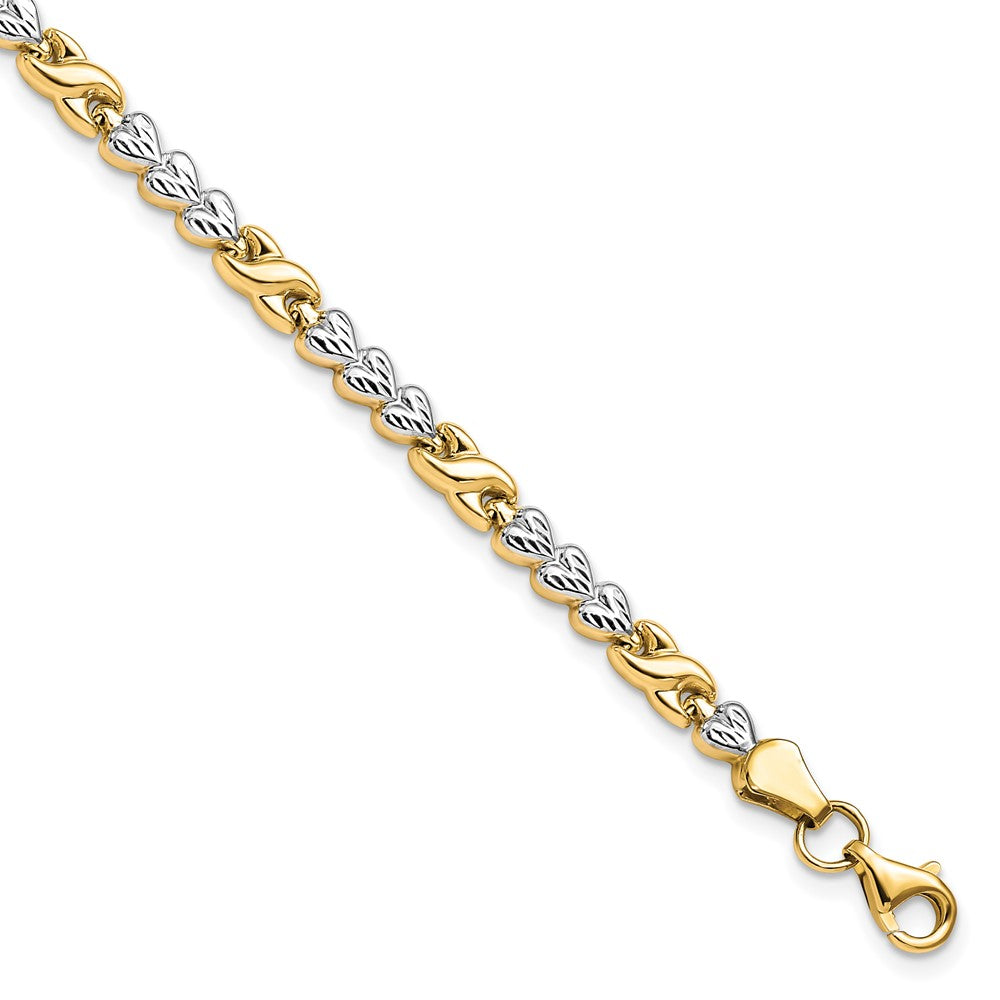 10K with Rhodium Diamond-cut Infinity and Heart Bracelet