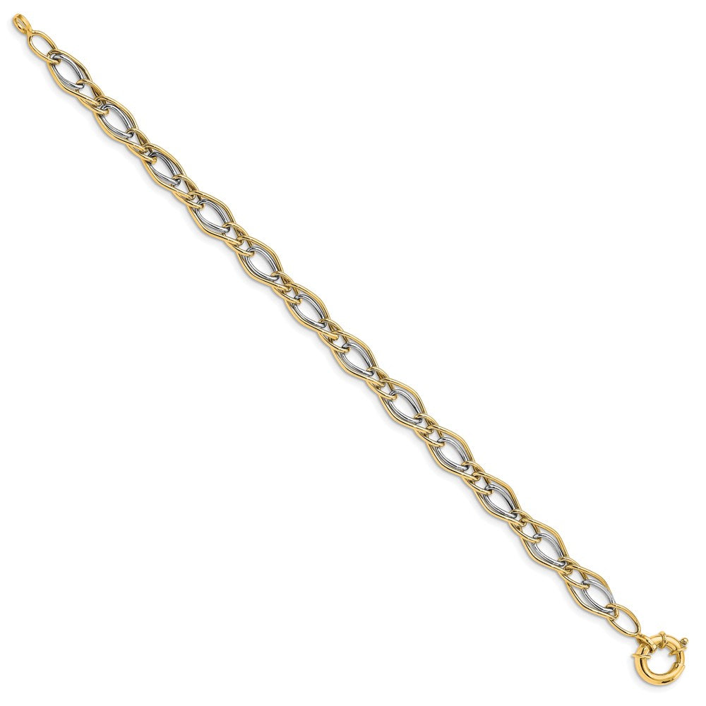 10K Yellow with Rhodium-plated Polished Bracelet