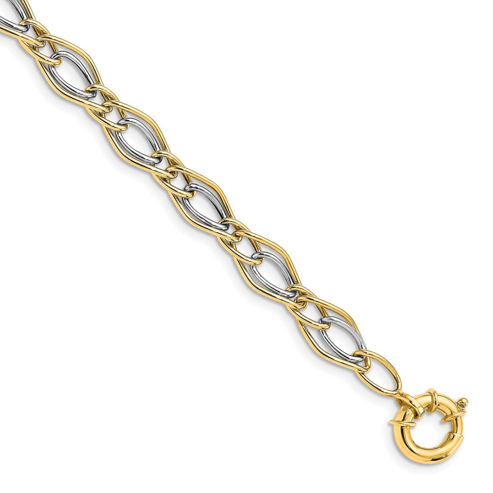10K Yellow with Rhodium-plated Polished Bracelet