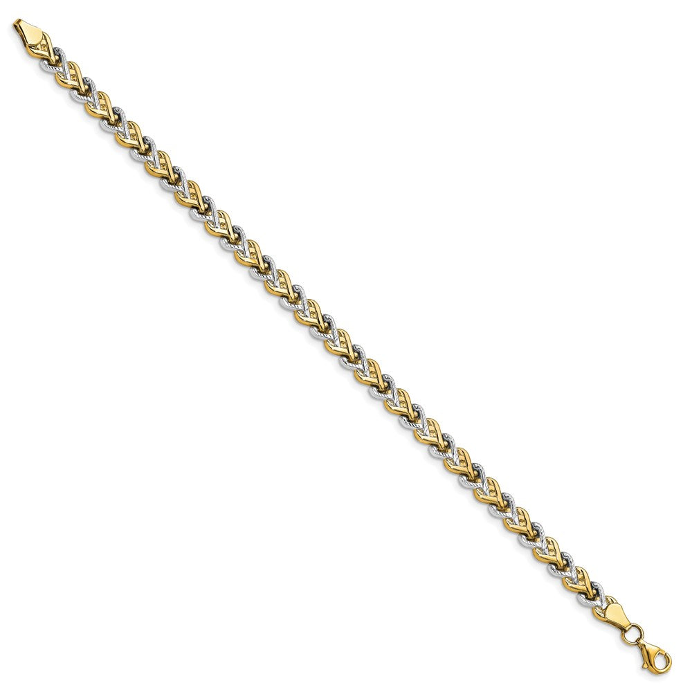 10K Rhodium-plated Polished Diamond-cut Bracelet