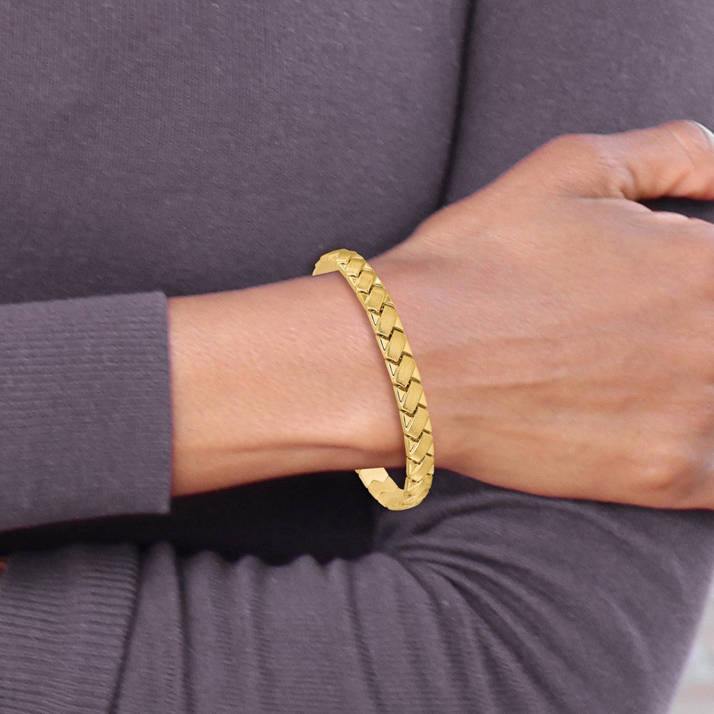 10K Polished and Brushed Fancy Link Bracelet