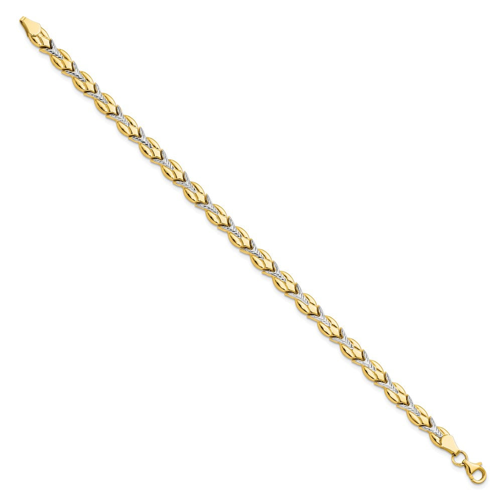 10K with White Rhodium Polished/Diamond-cut Bracelet