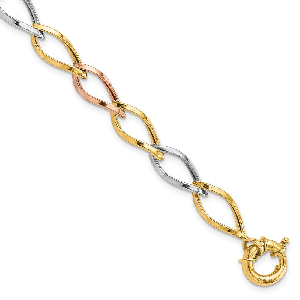 10K Tri-color Polished Link Bracelet