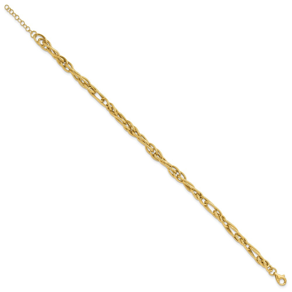 10K Polished Fancy Link with 1in ext. Bracelet