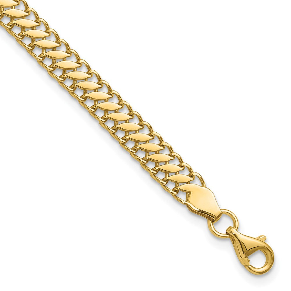 10K Polished Fancy Link with 1in ext. Bracelet