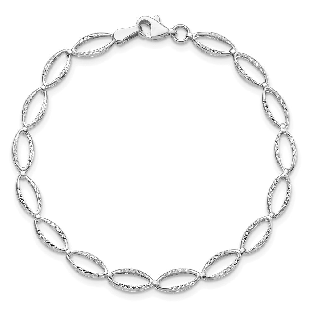 10K White Gold Polished and Diamond-cut Bracelet