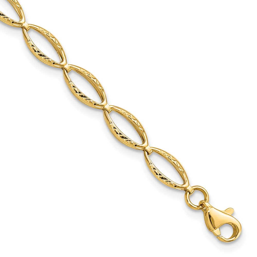 10K Polished and Diamond-cut Bracelet